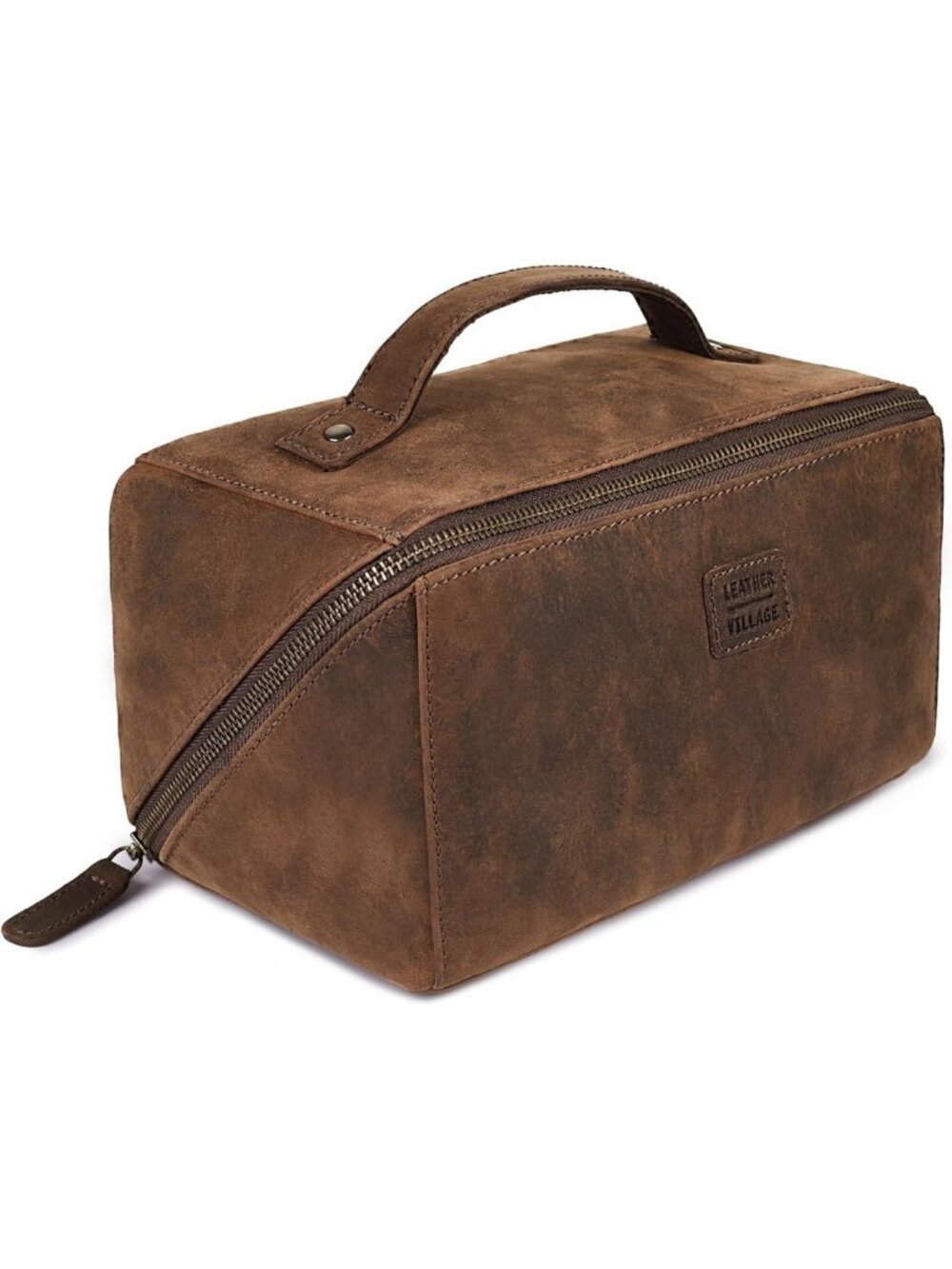 Full Grain Leather Travel Cosmetic Bag for Women & Men - Stylish & Durable